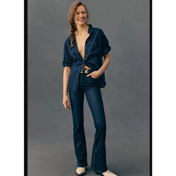 NWT PAIGE Laurel Canyon High-Rise Flare Jeans - 23 waist - Picture 1 of 6